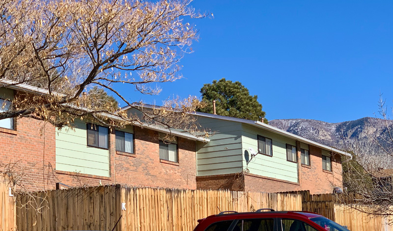 Greenbriar and a partial view of the Sandia Mountains