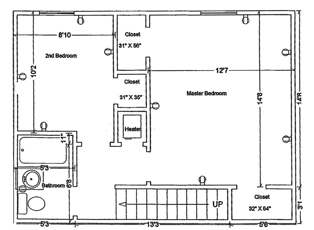 Floorplan: Two Bedrooms, Second Floor